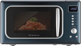 Frigidaire, 0.7 Cu. Ft. Retro Countertop Microwave Oven, 700W Compact Microwave with 8 Auto Cook Menus, Auto Defrost, 5 Power Levels, LED Display, Glass Turntable, Azure-Argent