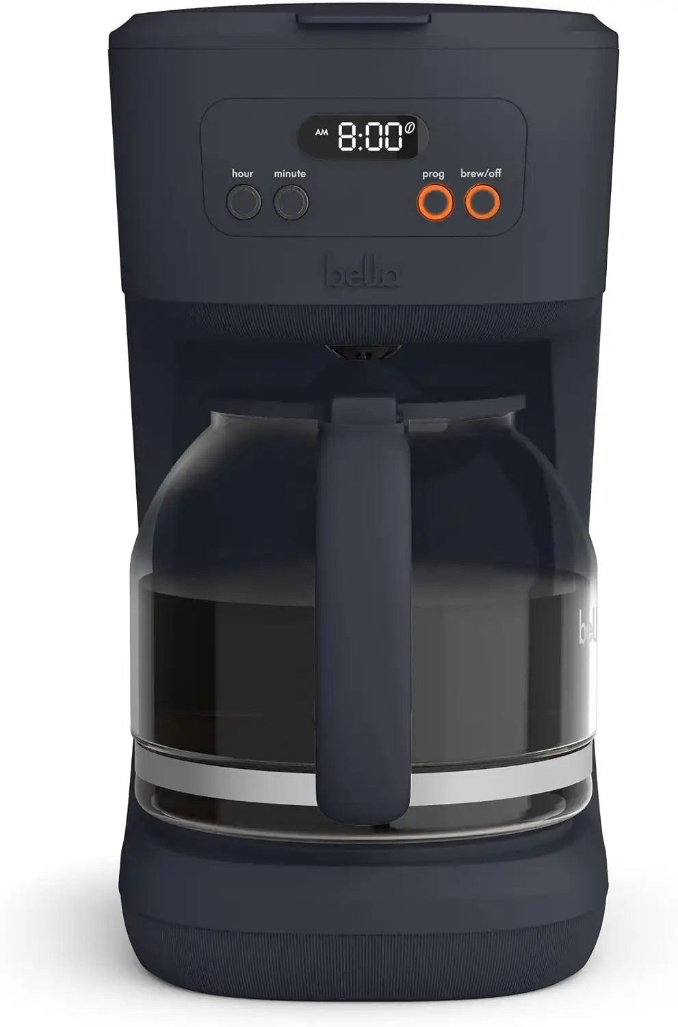 BELLA 12-Cup Programmable Coffee Maker with No-Drip Glass Carafe, Slate