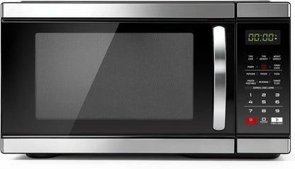 Smad 1000 Watt Microwave Countertop Ovens, Black Digital Small Microwave 1.1 Cu Ft, Large Microwave 6 Auto Cooking, Eco Mode, Child Lock, 10 Power Level, Led Display, Easy Clean, Memory Function