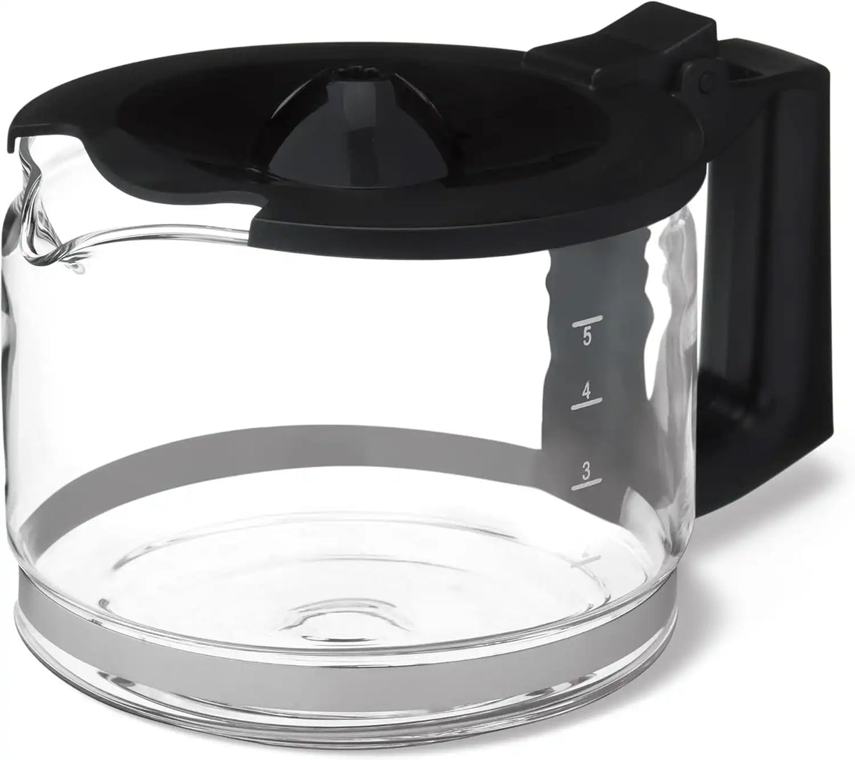 Amazon Basics 5-Cup Glass Replacement Carafe for Coffee Maker, Comfort-Grip Handle, Dripless Spout, Black (Pack of 12)