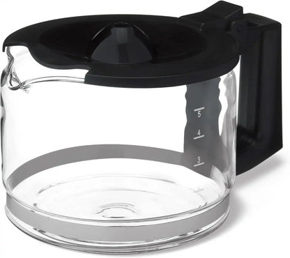 Amazon Basics 5-Cup Glass Replacement Carafe for Coffee Maker, Comfort-Grip Handle, Dripless Spout, Black (Pack of 12)