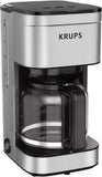 KRUPS Coffee Maker 10 Cups Simply Brew Stainless Steel Drip Coffee Maker, 900 Watts Coffee Filter, Drip Free, Dishwasher Safe Pot, Black & Silver