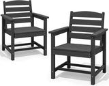 SERWALL Patio Dining Chair Set of 2, HDPE Dining Chair, Black