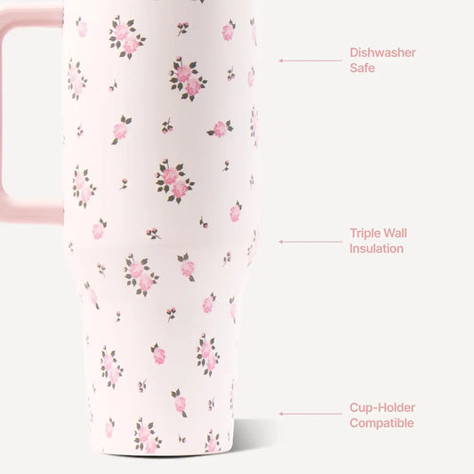 HydroJug Traveler 40oz, Insulated Water Bottle with Handle, Wildrose