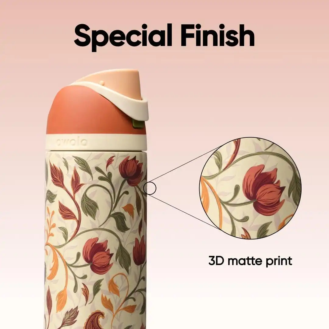 Owala FreeSip Stainless Steel Water Bottle 24 oz Woodland Boho