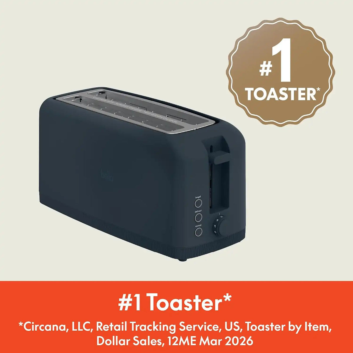 Bella 4 Slice Slim Toaster, Slate