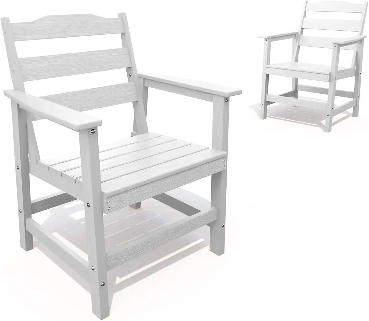 THOEOE Outdoor Dining Chair Set of 2, HDPE Patio Armchairs White