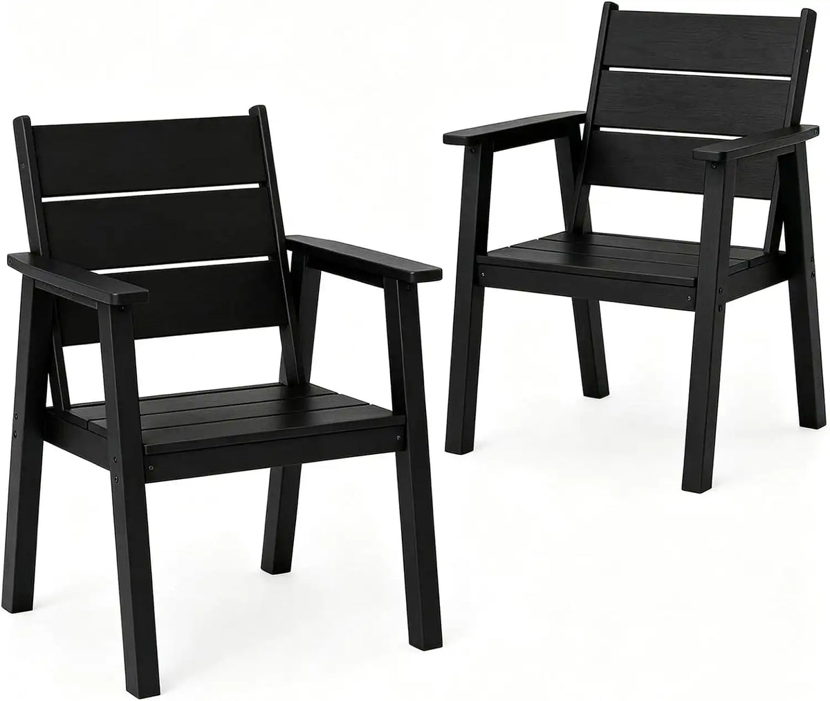 Outdoor Dining Chairs Set of 2,HDPE Patio Chairs with Wide Seat,Ergonomic Design Outdoor Furniture for Porch,Backyard,Deck,Black