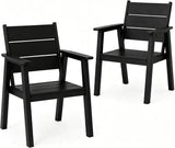 Outdoor Dining Chairs Set of 2,HDPE Patio Chairs with Wide Seat,Ergonomic Design Outdoor Furniture for Porch,Backyard,Deck,Black