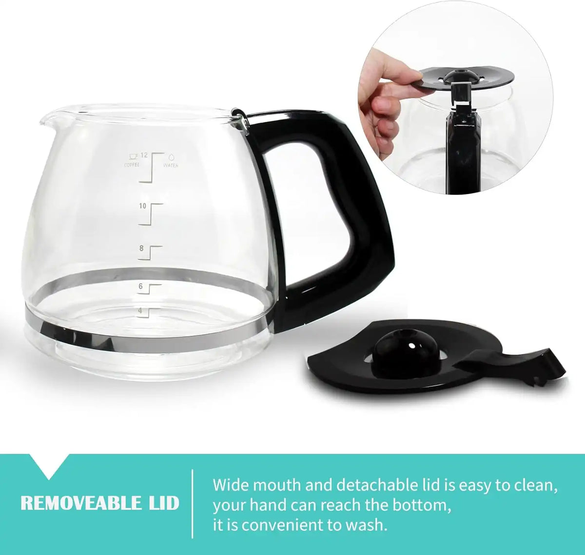 12-Cup Replacement Carafe Compatible with Black and Decker Coffee Maker Model# CM1160B, CM1160W (Pack of 2)