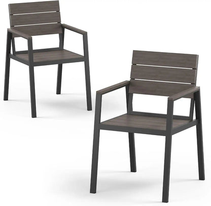 Vexwalx Outdoor Dining Set, HDPS + Aluminum Patio Dining Chairs with Ergonomic Design and Wide Seat, 2 Piece Outdoor Chairs for Garden, Backyard, Deck (2-Piece, Charcoal)