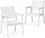 Outdoor Dining Chairs Set of 2,HDPE Patio Chairs with Wide Seat,Ergonomic Design Outdoor Furniture for Porch,Backyard,Deck,White
