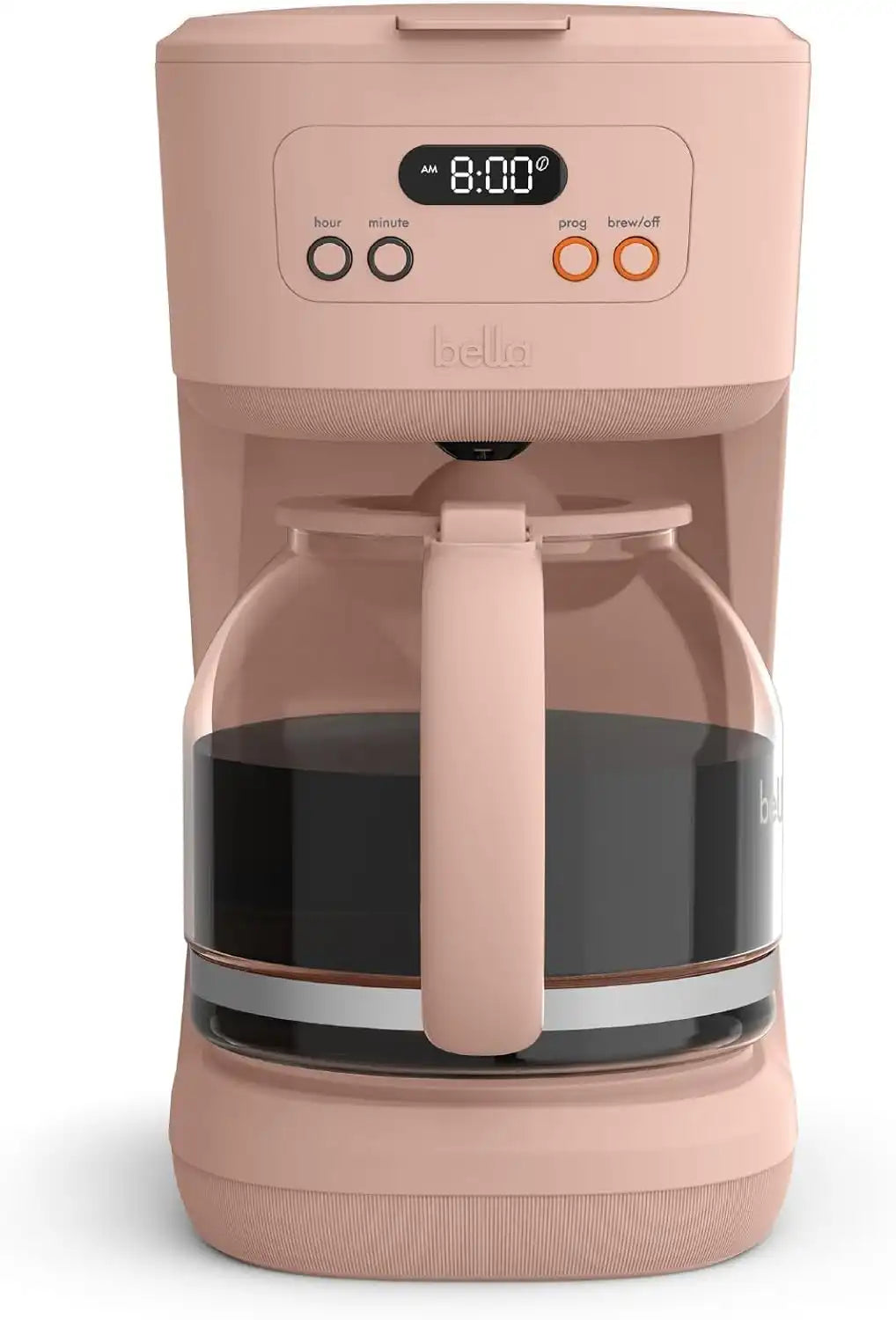 BELLA 12 Cup Programmable Coffee Maker, Reusable Dishwasher Safe Accessories, Easy LCD display, Auto Shutoff, 900 watt, Blossom