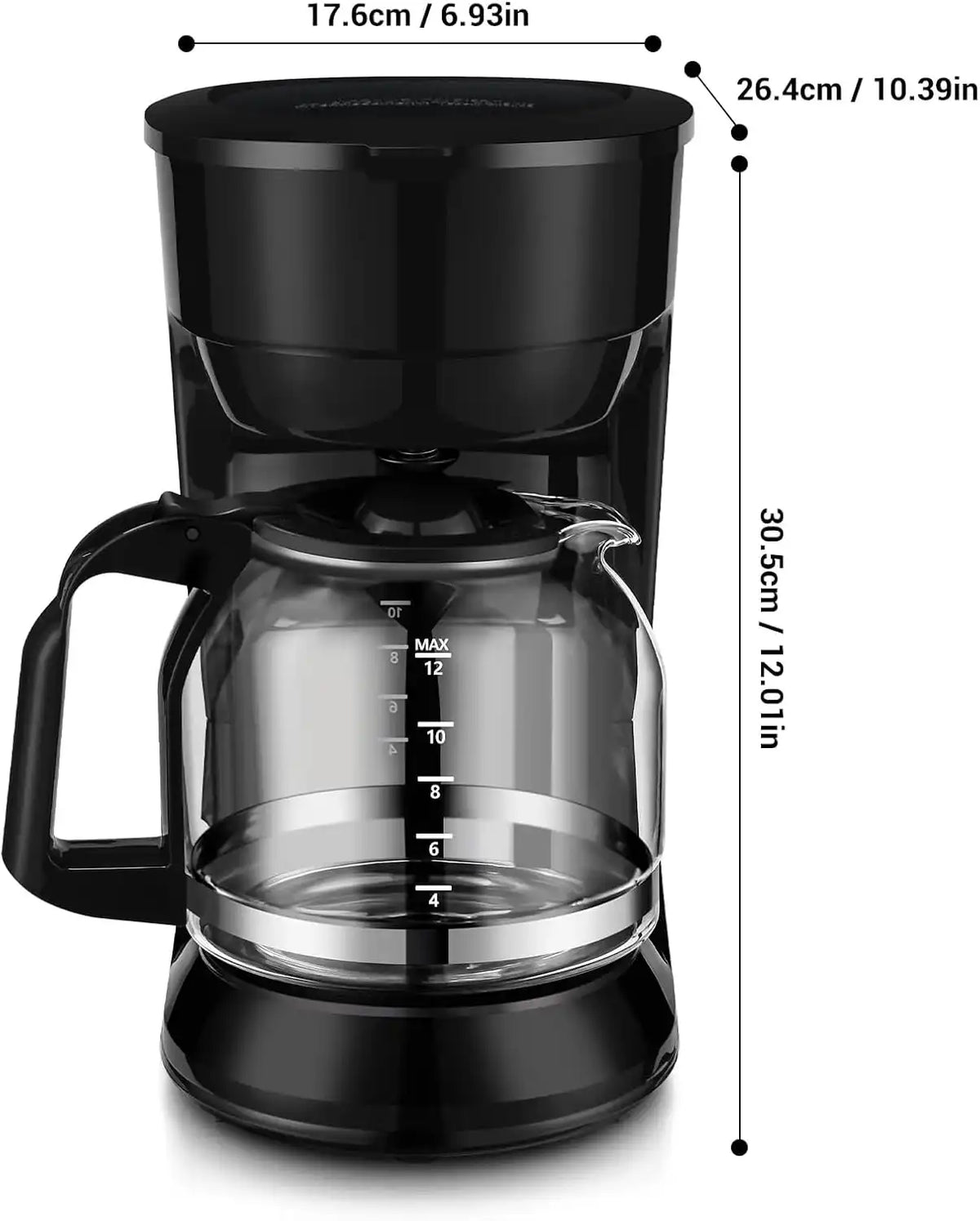 LovingStar 12 Cup Drip Coffee Maker, Automatic Shut-Off, Temperature Control, 1.8L, Black