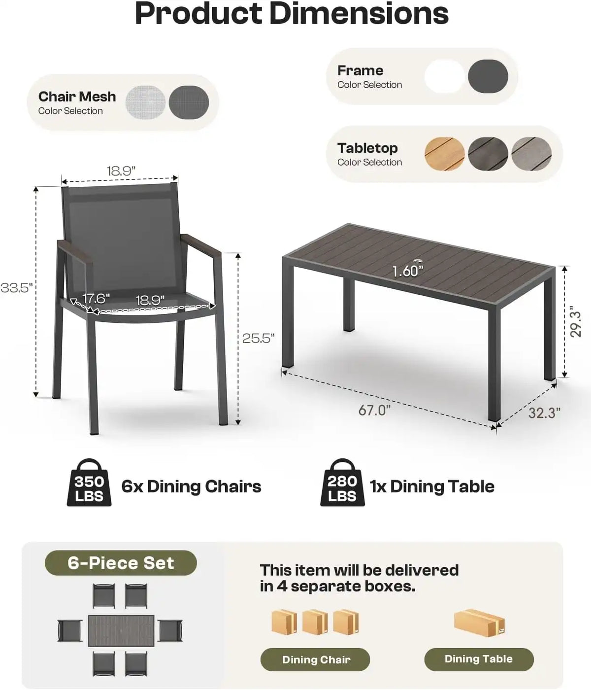 Outdoor Dining Set for 10, Aluminum Patio Table and Chairs Set, 12-Piece All Weather Patio Dining Furniture Set with Umbrella Hole for Backyard, Deck, Poolside (Charcoal)