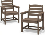 SERWALL Patio Dining Chair Set of 2,All Weather HDPE Dining Chair, Coffee