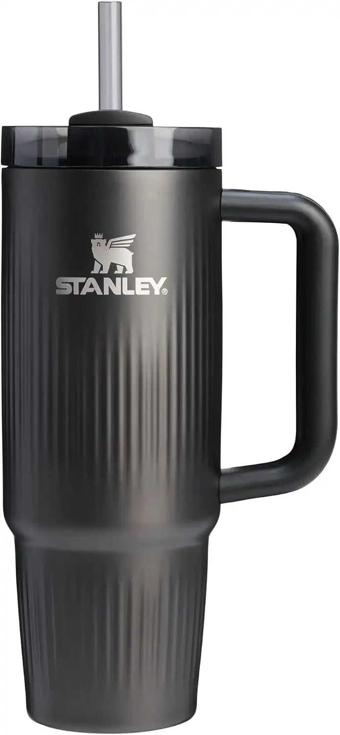 STANLEY Quencher H2.0 Tumbler with Handle and Straw 30 oz | Flowstate 3-Position Lid | Cup Holder Compatible for Travel | Insulated Stainless Steel Cup | BPA-Free | Fluted Black