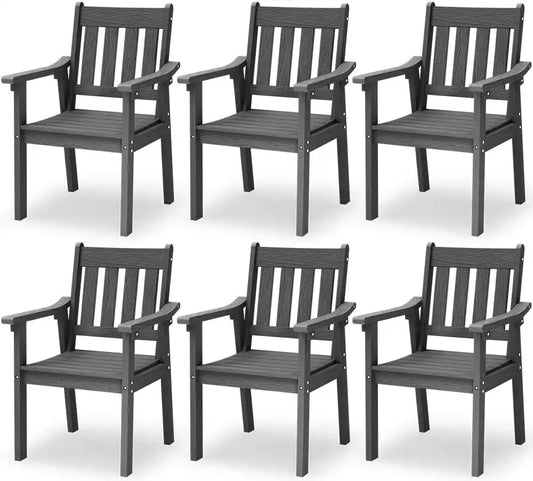 YEFU Patio Dining Chairs Set of 6, Weather Resistant HIPS, Teak