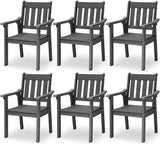 YEFU Patio Dining Chairs Set of 6, Weather Resistant HIPS, Teak