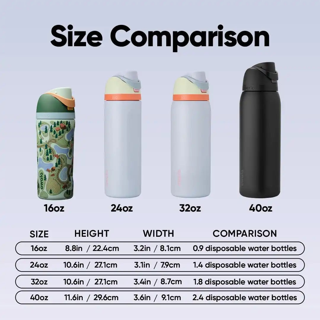 Owala FreeSip Kids Stainless Steel Water Bottle 16 oz Trail On