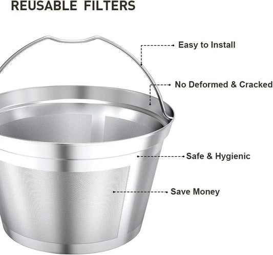 Reusable 4-5cup basket Replacement coffee filters- stainless steel Permanent coffee filter fits for Mr.coffee maker and brewer