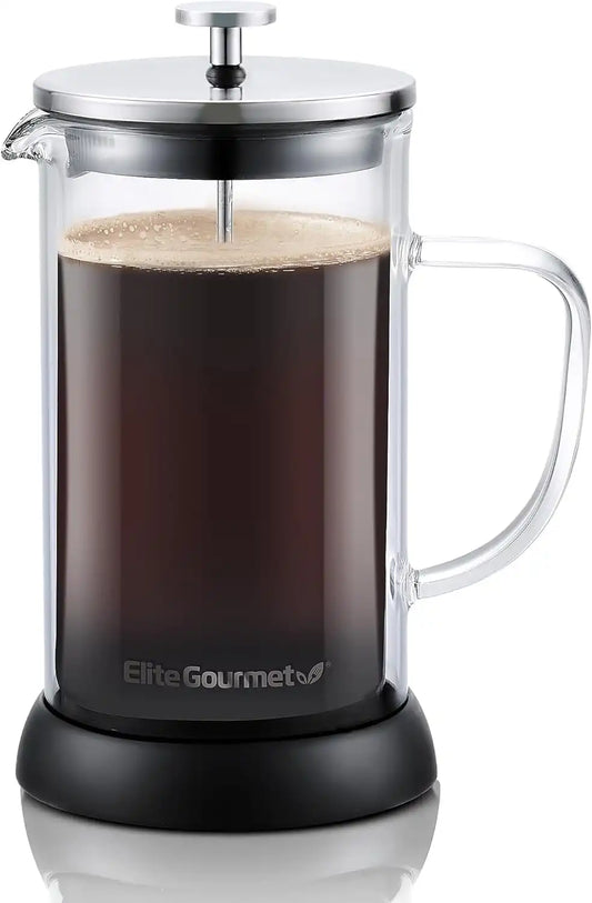 Elite Gourmet FP1223 French Press Coffee Maker, 1-Liter Glass Carafe
