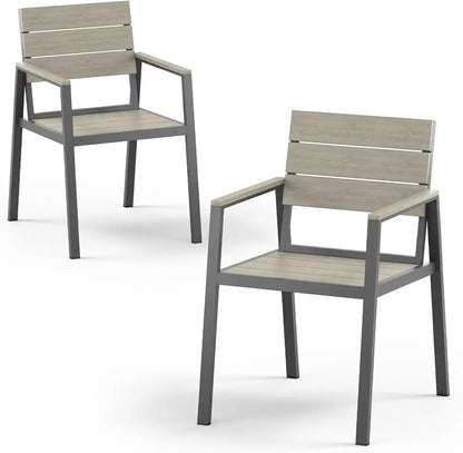 Vexwalx Outdoor Dining Set, HDPS + Aluminum Patio Dining Chairs with Ergonomic Design and Wide Seat, 2 Piece Outdoor Chairs for Garden, Backyard, Deck (2-Piece, Gray)