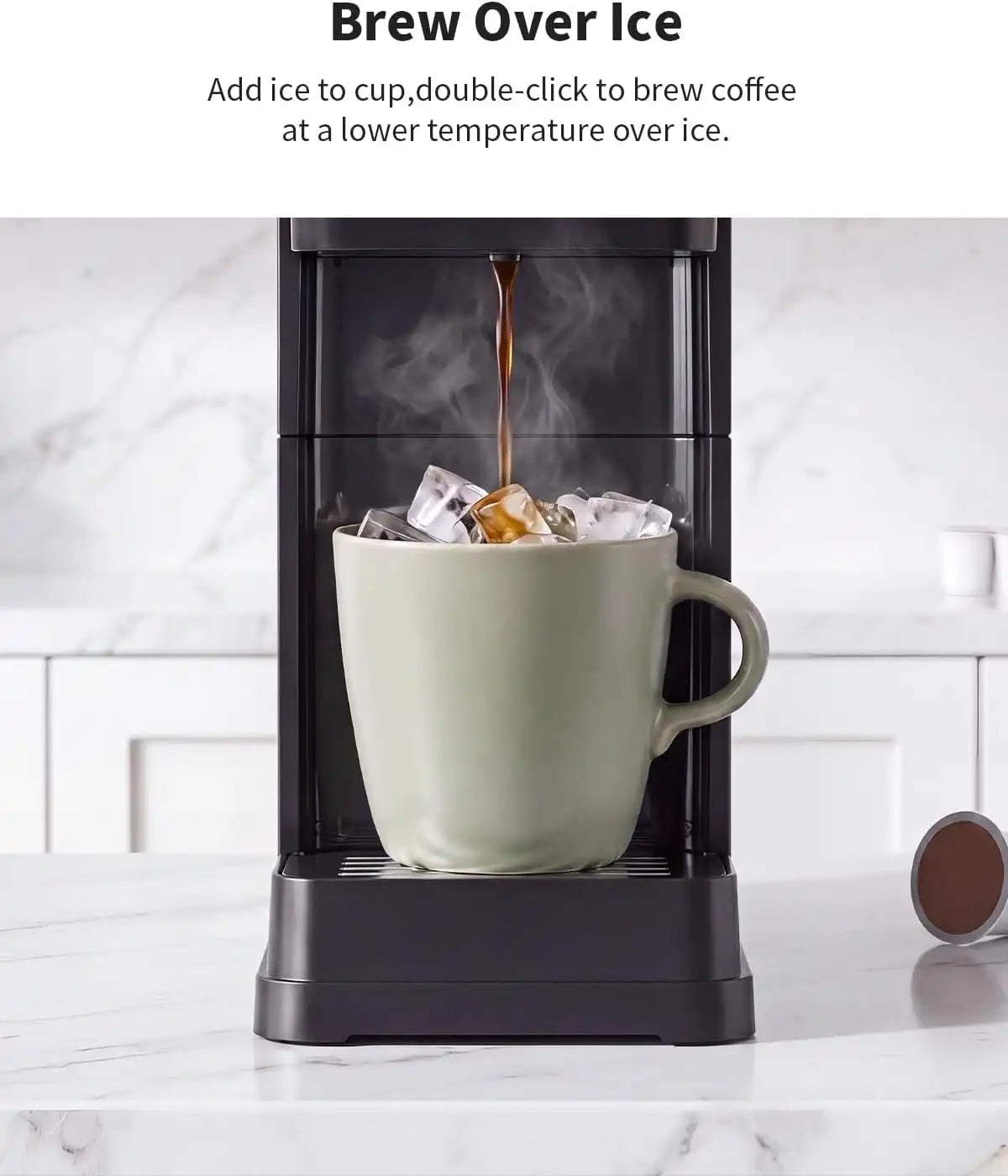 Single Cup Coffee Maker, Hot and Iced for K-cup Pods and Grounds