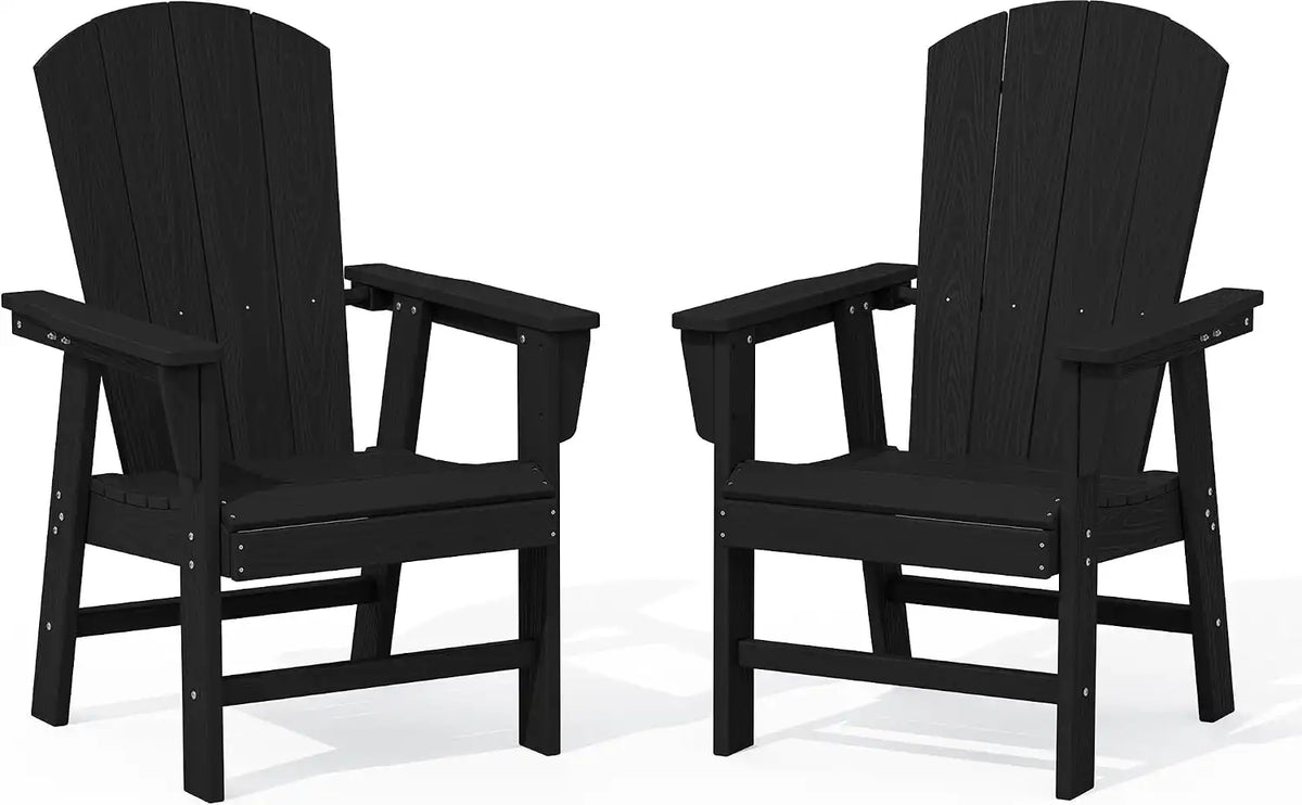 SERWALL Outdoor Adirondack Dining Chair Set of 2, All Weather HDPE, Black