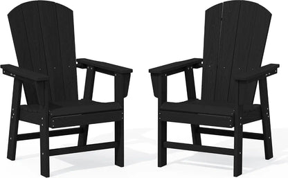 SERWALL Outdoor Adirondack Dining Chair Set of 2, All Weather HDPE, Black