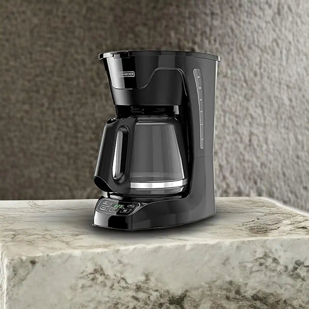 BLACK+DECKER CM1110B Programable 12-Cup Coffee Maker, Easy Pour, Non-Drip Carafe with Removable Filter Basket, Black