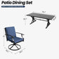7 Pieces Outdoor Patio Dining Set,Patio Table and Chairs Metal Outdoor Patio Furniture Set with Umbrella Hole,Dining Table Set with 6 Swivel Chairs for Deck,Backyard and Garden,Navy Blue