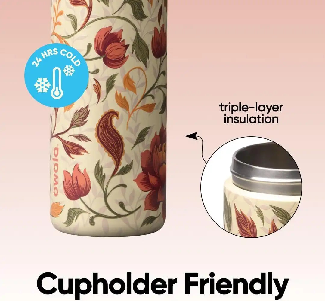 Owala FreeSip Stainless Steel Water Bottle 24 oz Woodland Boho
