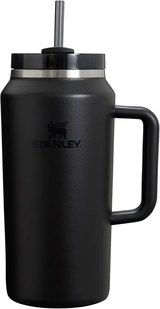 Stanley Quencher H2.0 Tumbler with Handle & Straw 64 oz | Flowstate 3-Position Lid | Large Capacity for Travel & Sports | Insulated Stainless Steel Cup | BPA-Free | Black 2.0