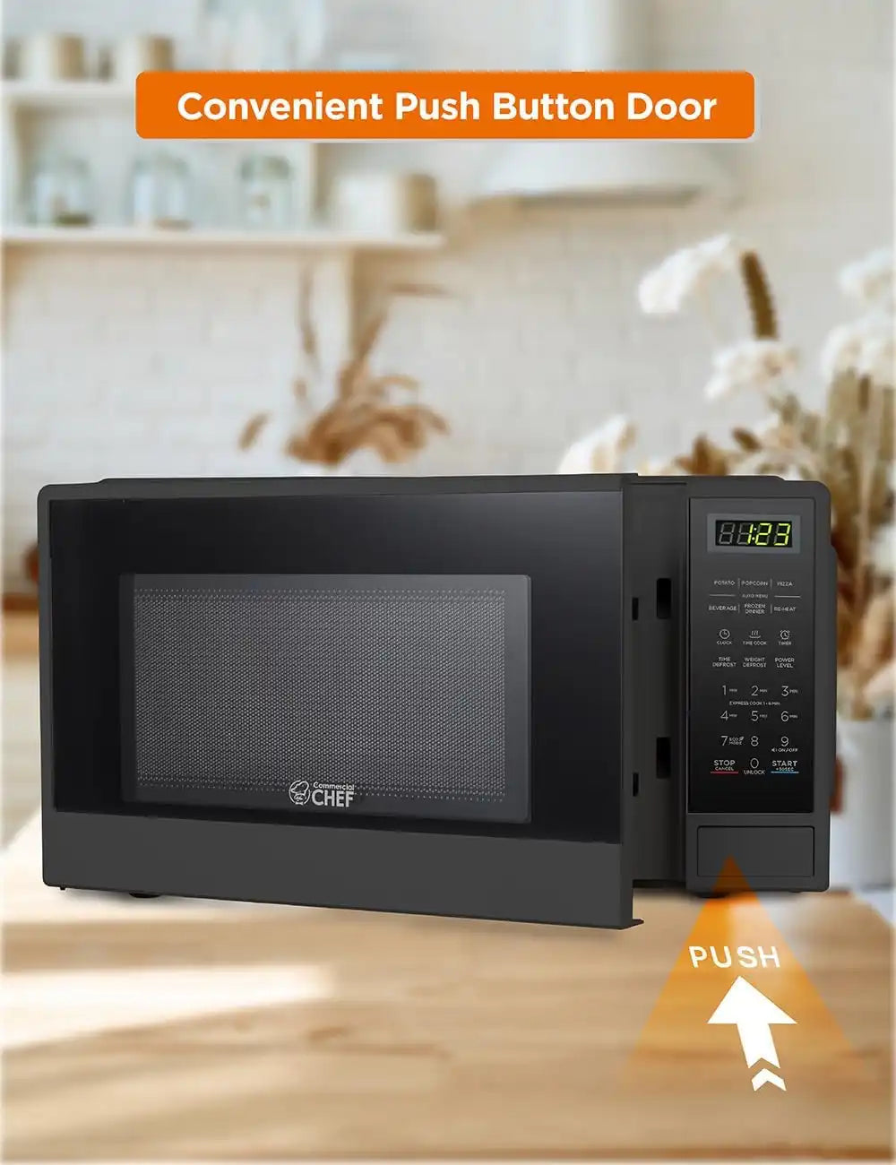Commercial Chef 1.1 Cu. Ft. Countertop Microwave Oven, CHCM11100B, Black
