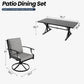 7 Pieces Outdoor Patio Dining Set,Patio Table and Chairs Metal Outdoor Patio Furniture Set with Umbrella Hole,Dining Table Set with 6 Swivel Chairs for Deck,Backyard and Garden,Grey