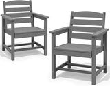 SERWALL Patio Dining Chair Set of 2,All Weather HDPE Dining Chair, Gray