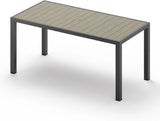 Vexwalx 67" HDPS Outdoor Patio Dining Table, Aluminum-Edged Outdoor Dining Table with Umbrella Hole, Weather-Resistant for Lawn, Garden, Poolside and Indoor Use, Gray