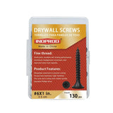 Drywall Screws, #6 x 1 in., Fine Thread Phillips Bugle Head Screw for Drywall/Wood, Black Phosphate Coated Finish, Sharp Point, High Hardness Quick Self Tapping Screws, Black (130 Pack)
