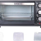 GT12 Black Countertop Toaster Oven, 12L Compact Small Oven, 1200W, Fits 4 Slices, 4 Cooking Modes, 60-Min Timer & Adjustable Temperature, For Toast, Bake & Broil, Ideal for Apartment & Dorm