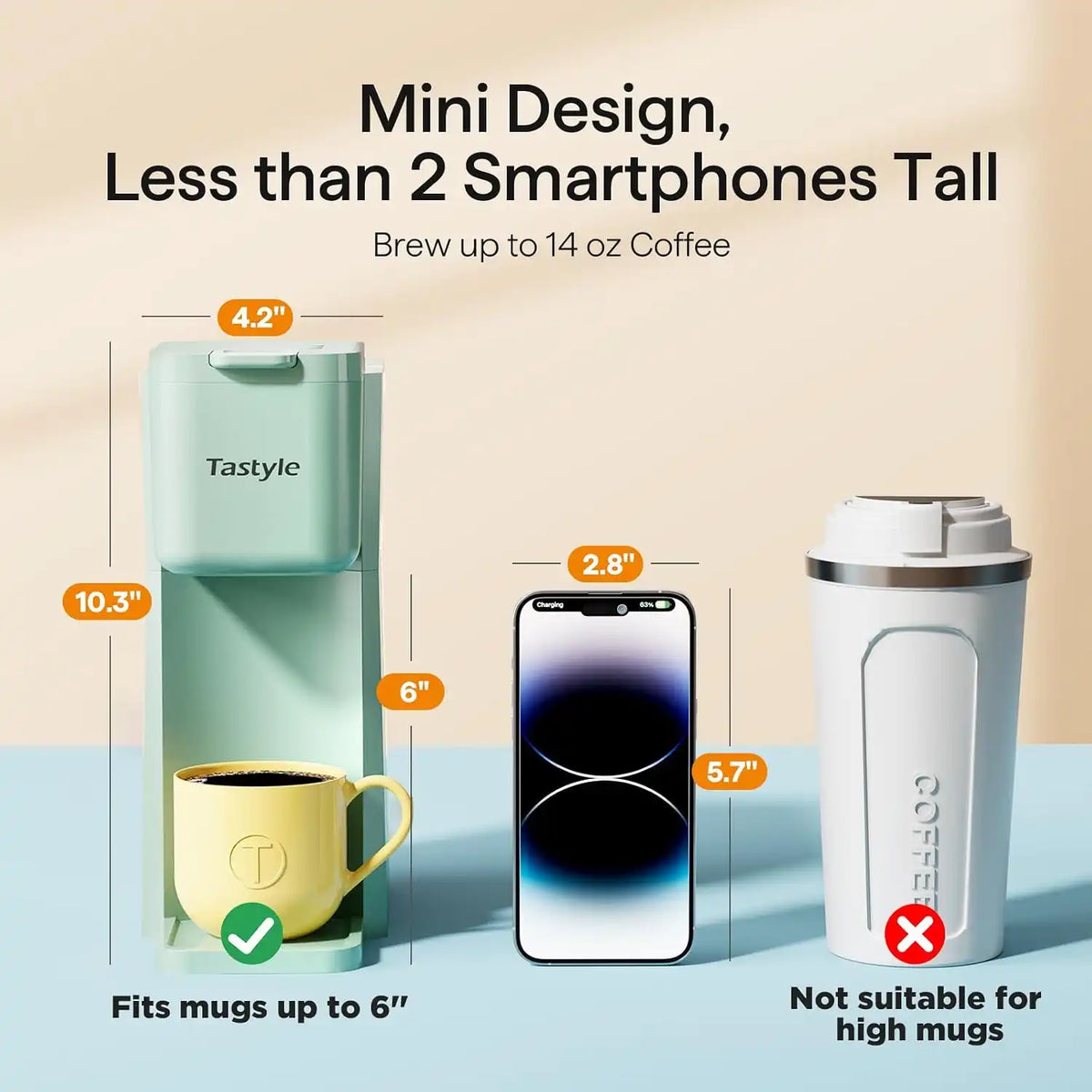 Tastyle Mini Single Serve Hot and Iced Coffee Maker for K Cup and Ground