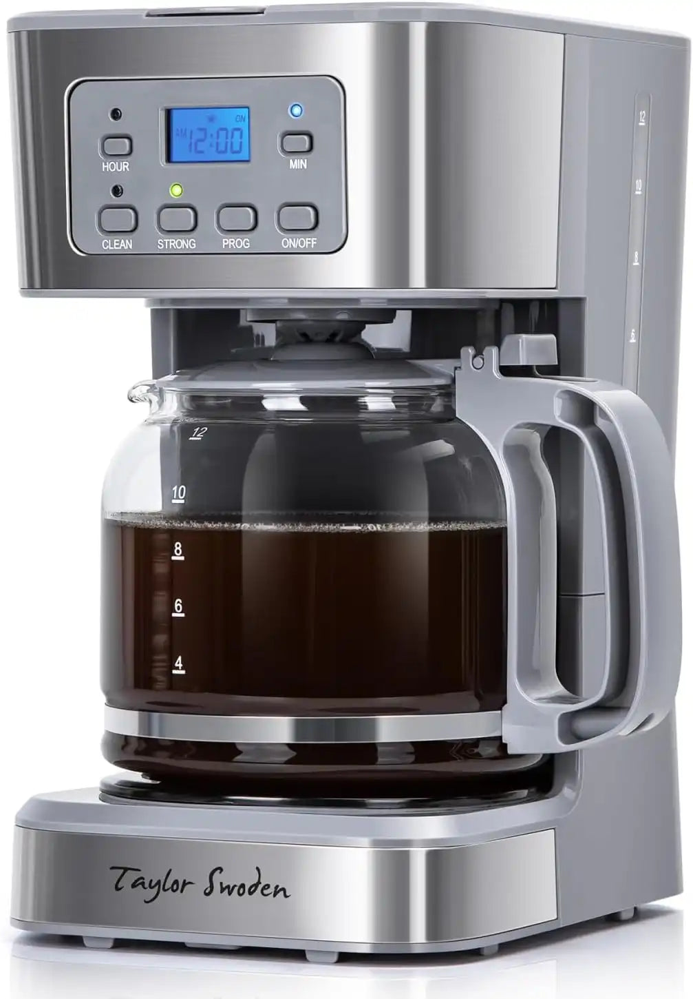 Taylor Swoden 12-Cup Programmable Coffee Maker, Gray & Stainless Steel