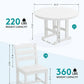 SERWALL 5-Piece Patio Dining Set, 45" Table & 4 Armless Chairs, White