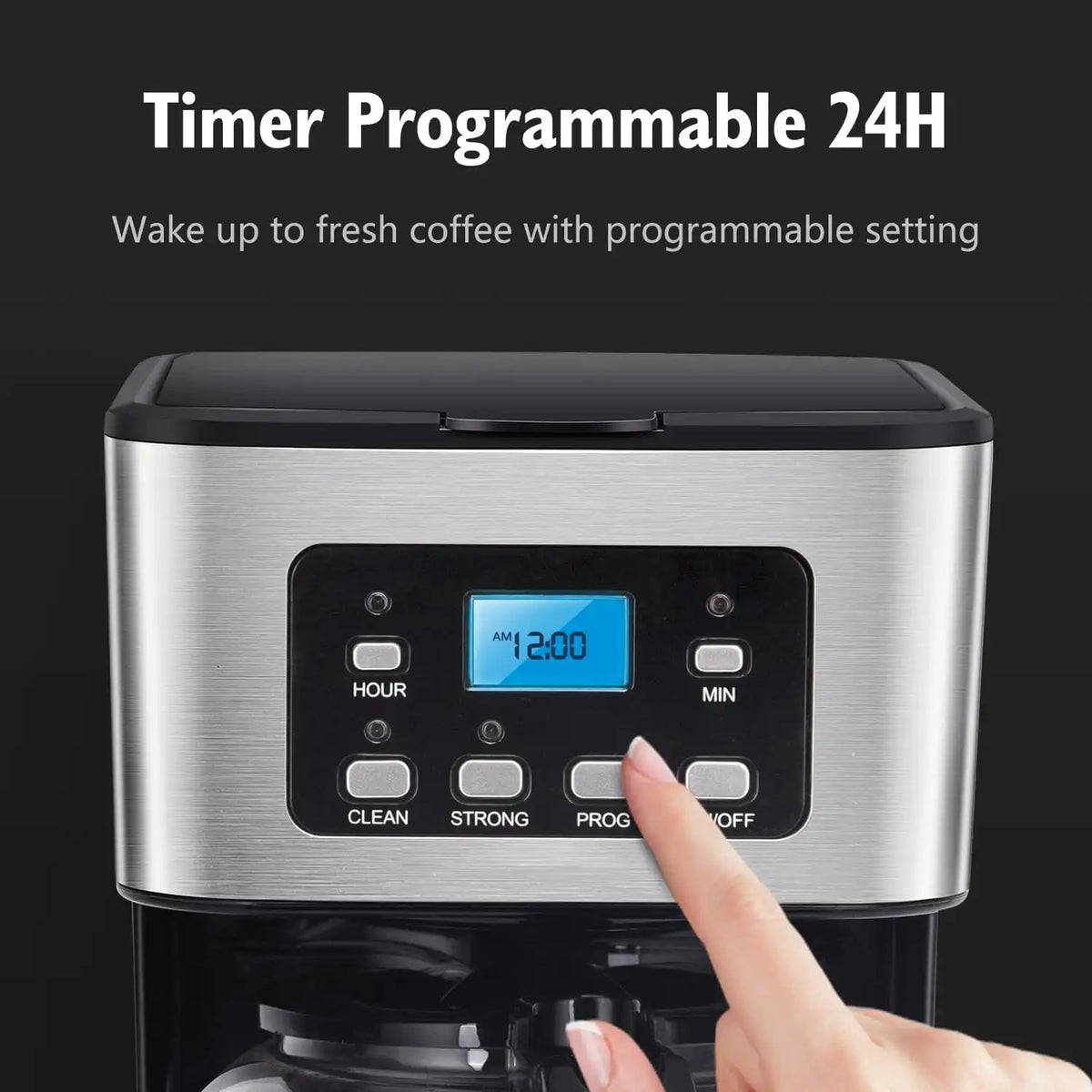 Taylor Swoden 12-Cup Programmable Coffee Maker, Black & Stainless Steel