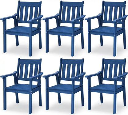 YEFU Patio Dining Chairs Set of 6, Weather Resistant HIPS, Blue
