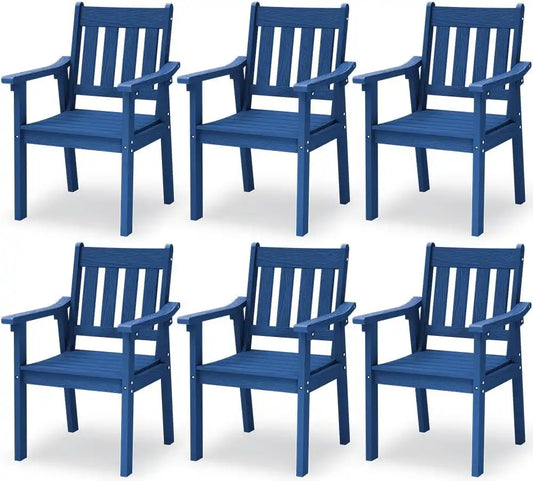 YEFU Patio Dining Chairs Set of 6, Weather Resistant HIPS, Blue