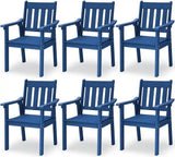 YEFU Patio Dining Chairs Set of 6, Weather Resistant HIPS, Blue