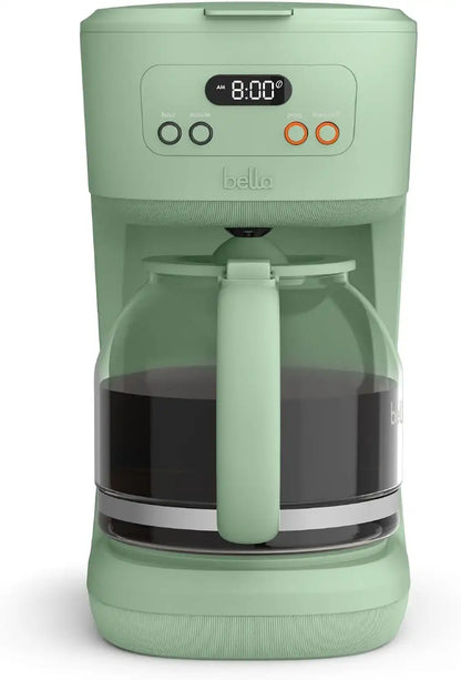 BELLA 12 Cup Programmable Coffee Maker, Reusable Dishwasher Safe Accessories, Easy LCD display, Auto Shutoff, 900 watt, Seaglass