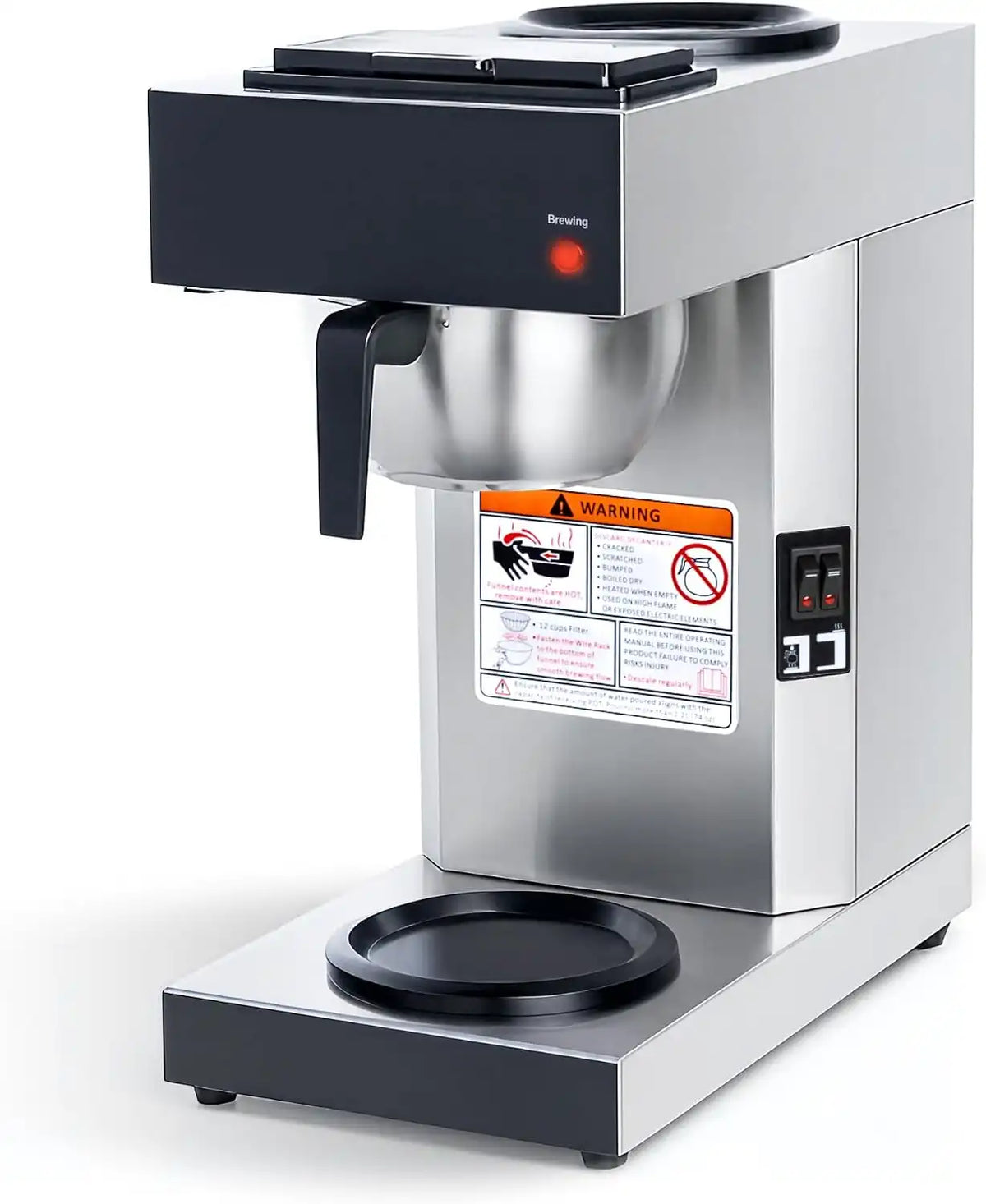 SYBO 12-Cup Commercial Pour Over Coffee Maker with 2 Warmers
