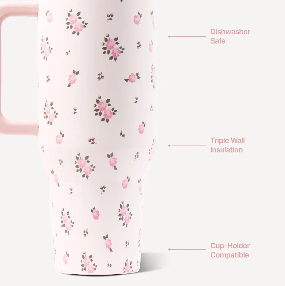 HydroJug Traveler 32oz, Insulated Water Bottle with Handle, Wildrose